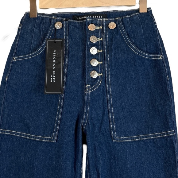 New Veronica Beard $348 Crosbie Wide Leg High Rise Comfort Stretch Jeans Size 23 - Picture 3 of 10